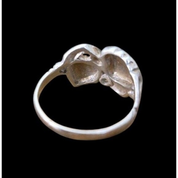 Vintage Sterling Silver Sapphire Ring Grape Leaves Size 5.75 - Picture 3 of 4